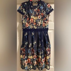 Foxiedox Cocktail Dress, Midnight Blue, Meadow Multicolor Pattern, Medium